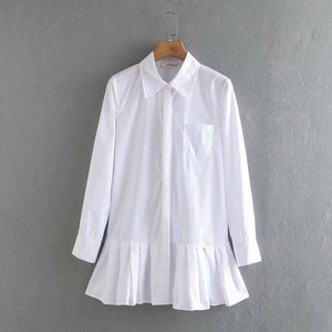 Robe chemise courte plissée blanche